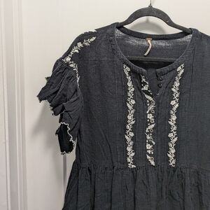 Free People Black Floral Boho Dress